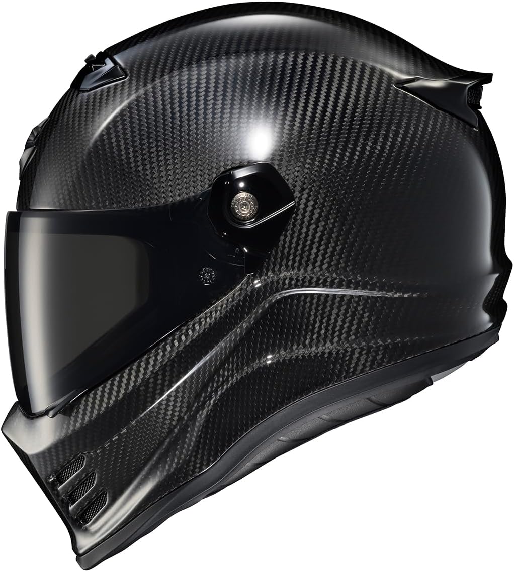 ScorpionEXO Covert FX Carbon Fiber Full Face Motorcycle Helmet Street Fighter Style - Bluetooth Ready Speaker Pockets DOT ECE Solid (Gloss Black - Large)