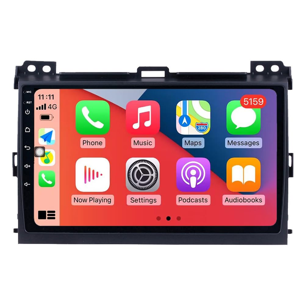 RoverOne Unidad Principal Estéreo CarPlay para Toyota Prado 120 2004 2005 2006 2007 2008 2009 Android Auto Pantalla Táctil Sat Navi Bluetooth WiFi Reproductor de Radio