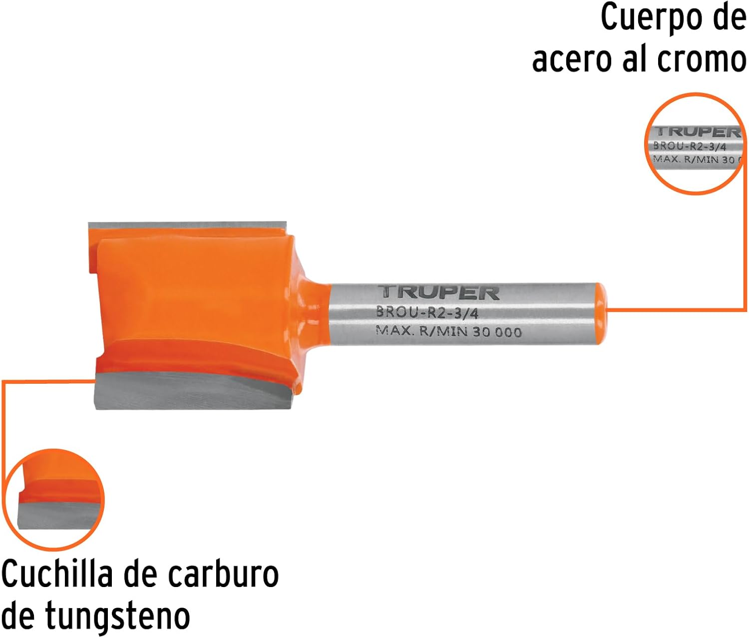 3/4" Double Flute Straight Router Bit/Broca recta de flauta doble de 3/4"