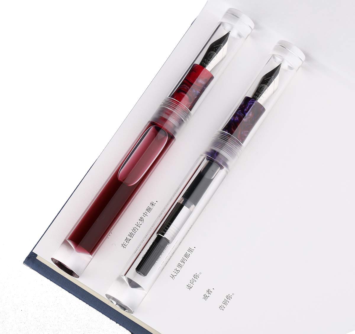 A+Majohn C4 Eyedropper Fountain Pen Big Size EF/F/M Nib Transparent Acrylic Pen - 21