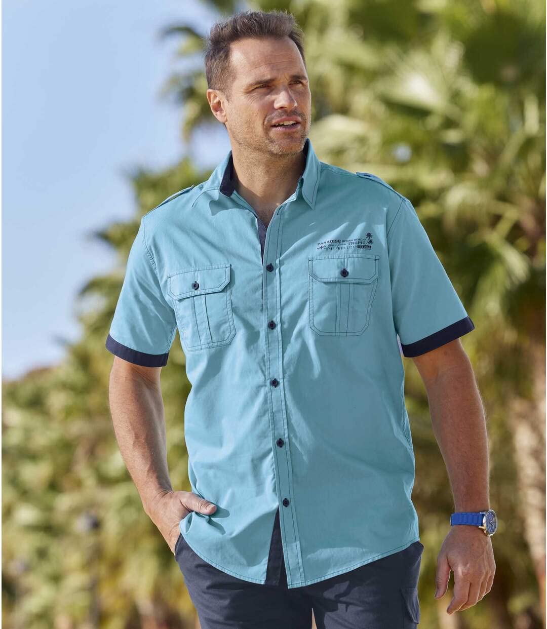 ATLAS FOR MEN - Camicia da Uomo - Manica Corta - Disponibile nelle Taglie Grandi da M a 5XL