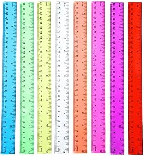 DENSET HBTDM 12 Inch Clear Plastic Rulers for Kids School - 8 Pack Bulk Classroom Dual Inch/CM Scale Durable Transparent