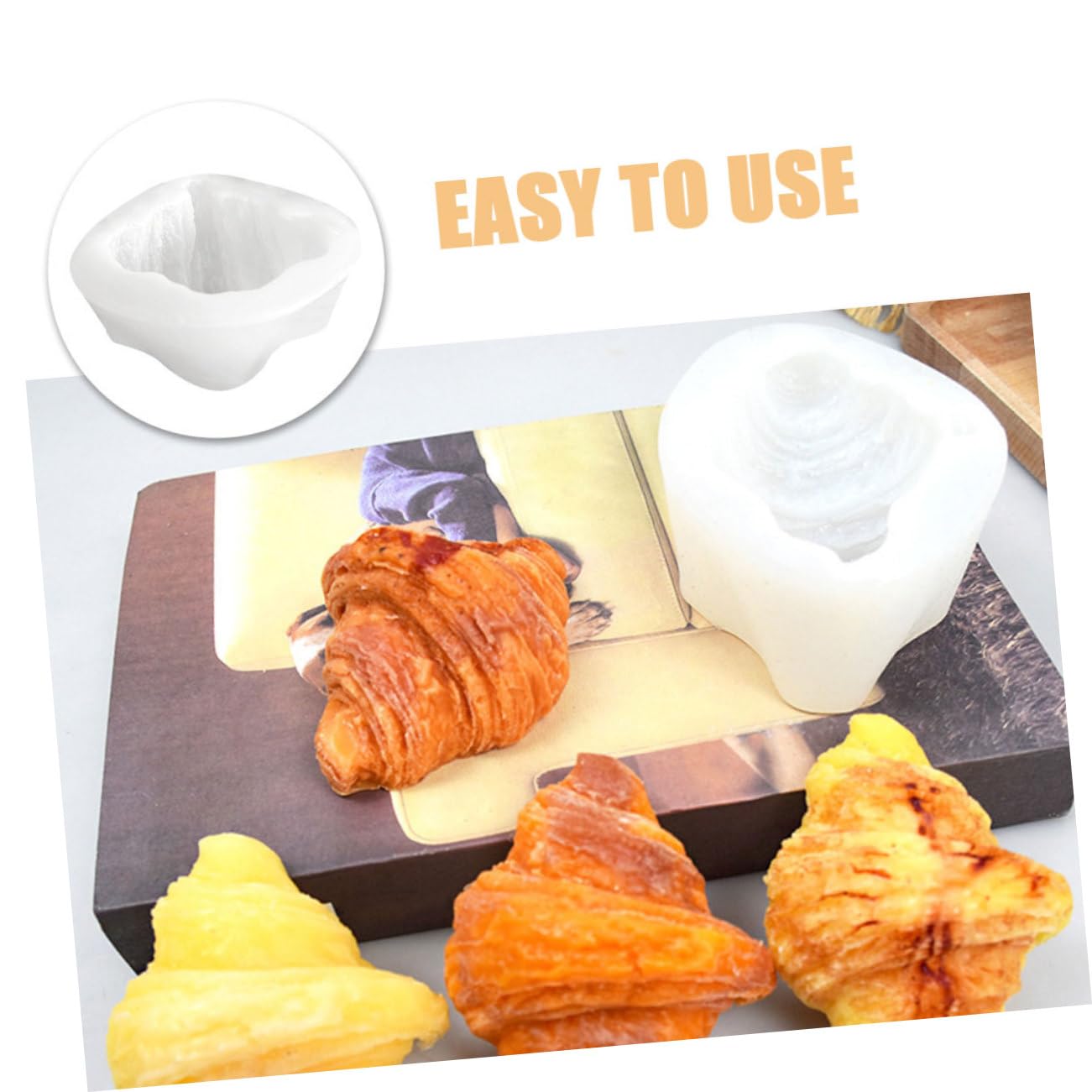 2 Stück Silikon Croissantform zum Backen, Wiederverwendbar, Weiß
