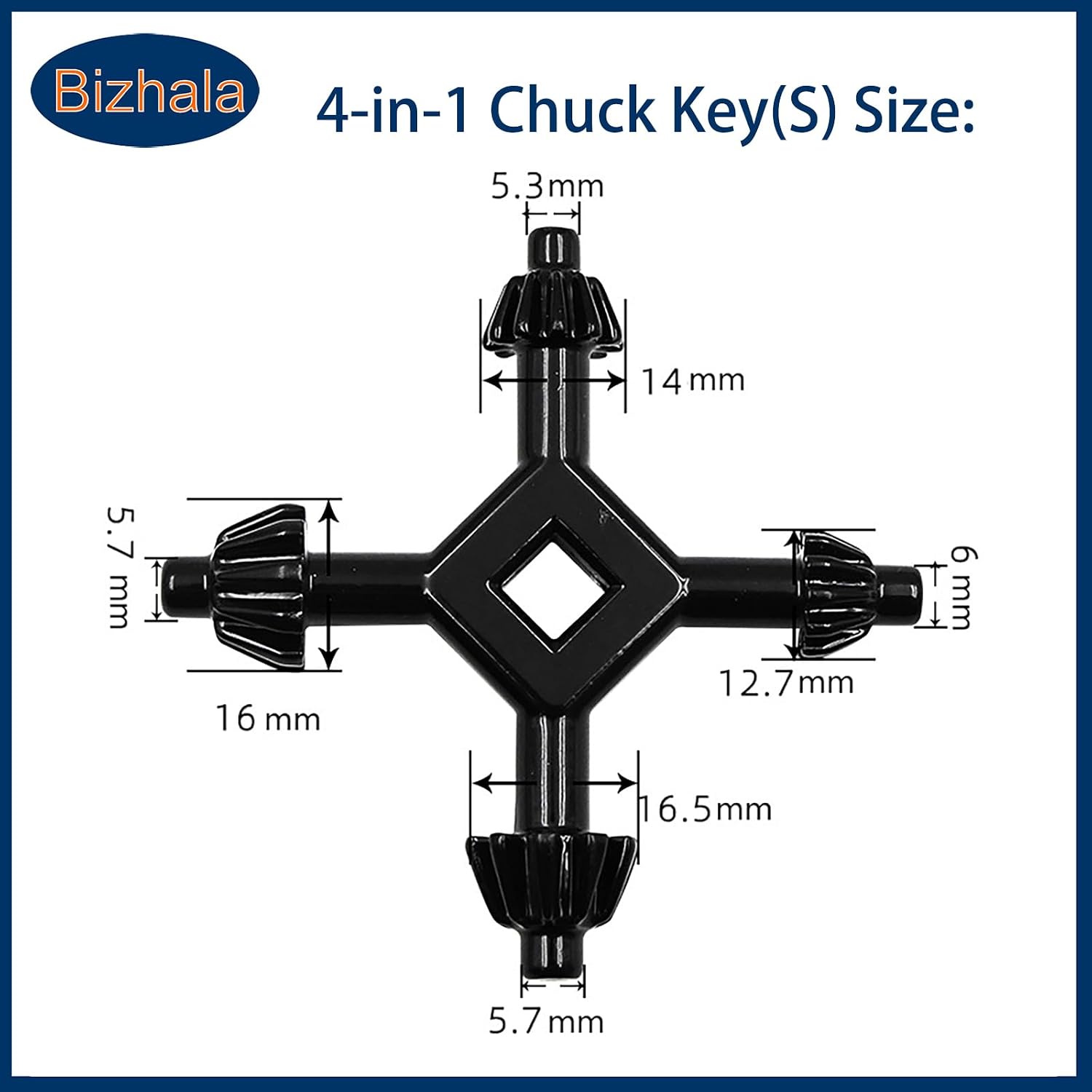 2PCS 4-in-1 Drill Chuck Key Set, Drill Chuck Wrench for 3/8” 1/2” 3/4” 1” Bits, Heavy-Duty & Lightweight, Compatible with Most Electric Drills, Impact Drivers, and Home Tools