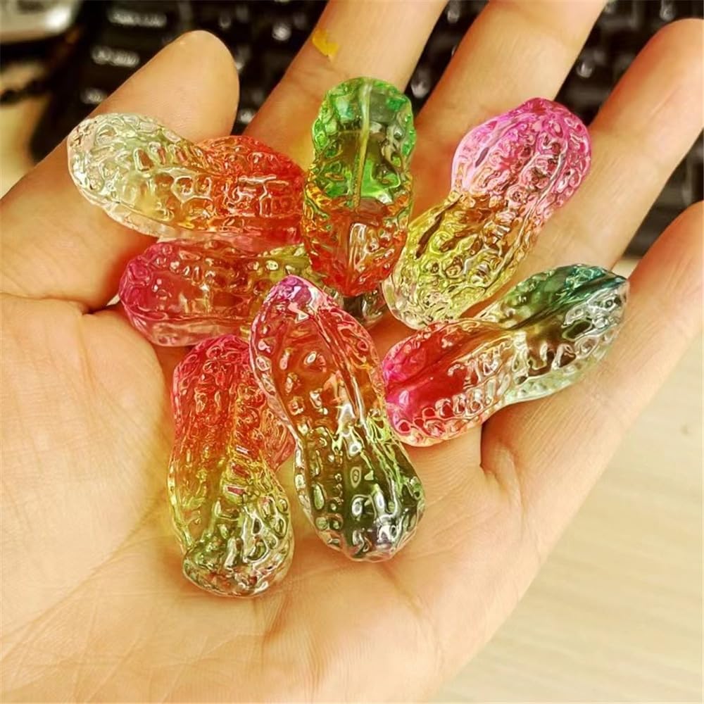 7pcs Crystal Colorful Peanut Miniatures Craft Desktop Decor Creative Home Decoration Photography Props Counter Groundnut Figures (Color : Block Color, Size : 7pcs)
