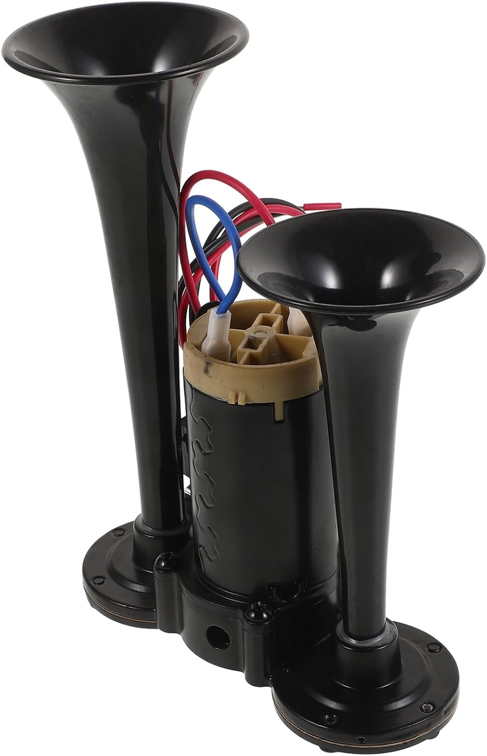 Electric Air Horn Kit 135db Dual Trumpet Air Horn Tubes for Cars Trucks Motorcycles and Boats 24v Black Universal for Outdoor Signaling