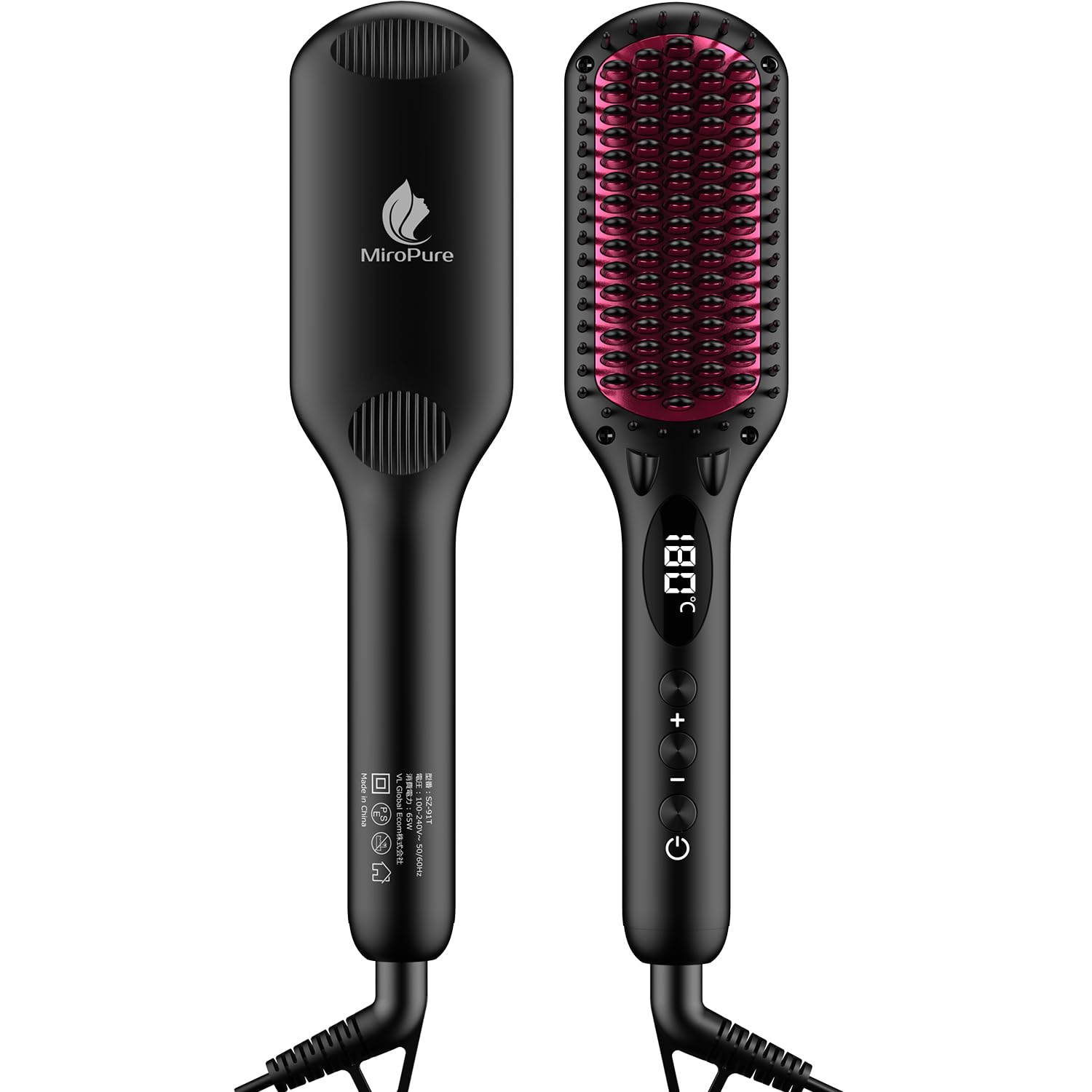 ヘアアイロン ブラシ マイナスイオン ヒートブラシ ストレート ヘアブラシ ストレートブラシ ヒートブラシ ホットカーラー