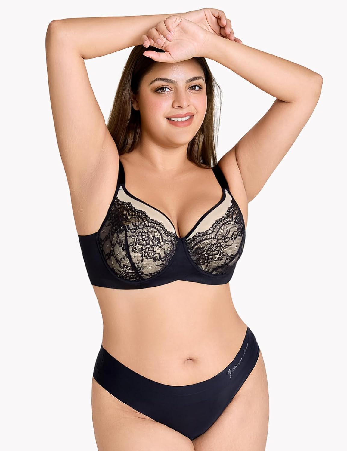 Women's Minimizer Bra Plus Size Bras for Women Underwire Full Coverage Padded Lift Sheer Mesh Bra 34-44, C-H Cup - Image 3