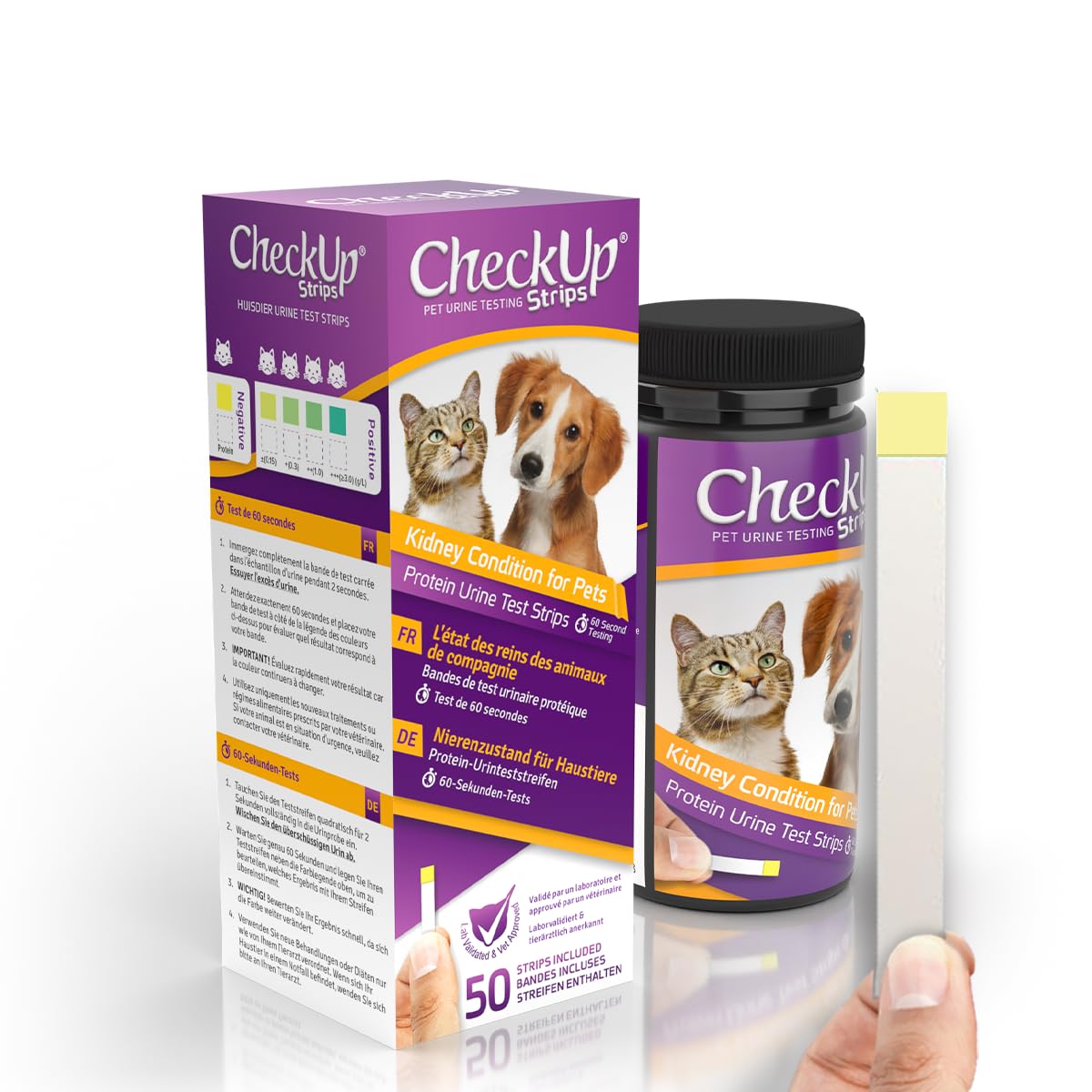 CheckUp Testing Strips x 50 (Protein Urine Test Strips for Cats & Dogs)