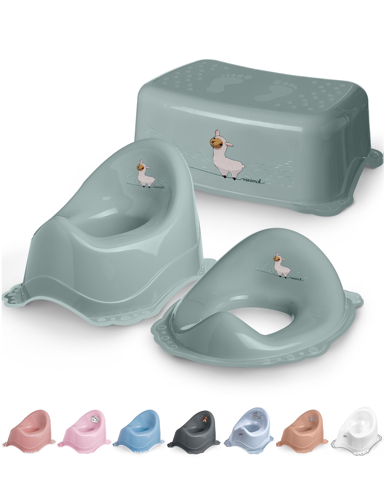 Set de toilettes pour enfants 3en1 fille vert à partir de 1 an - composé de pot + tabouret + rehausse WC
