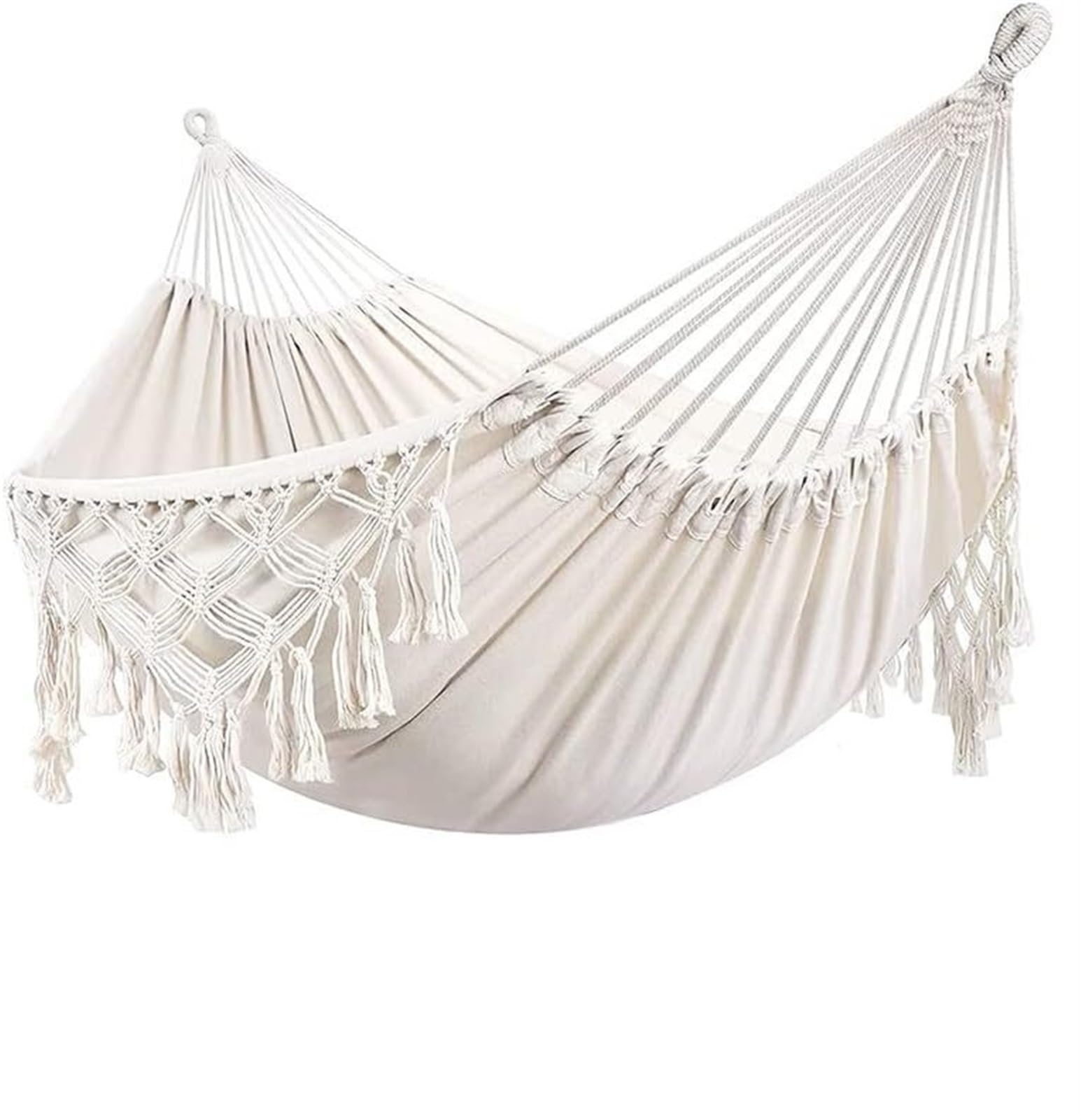 Hamak Ogrodowy Zewnątrz 150x200 Cm Ręcznie Robiony Boho Duży Brazylijski Makrama Fringe 1 Osoba Podwójny Hamak Deluxe Huśtawka Krzesło Siatkowe Kempingowy Przenośny