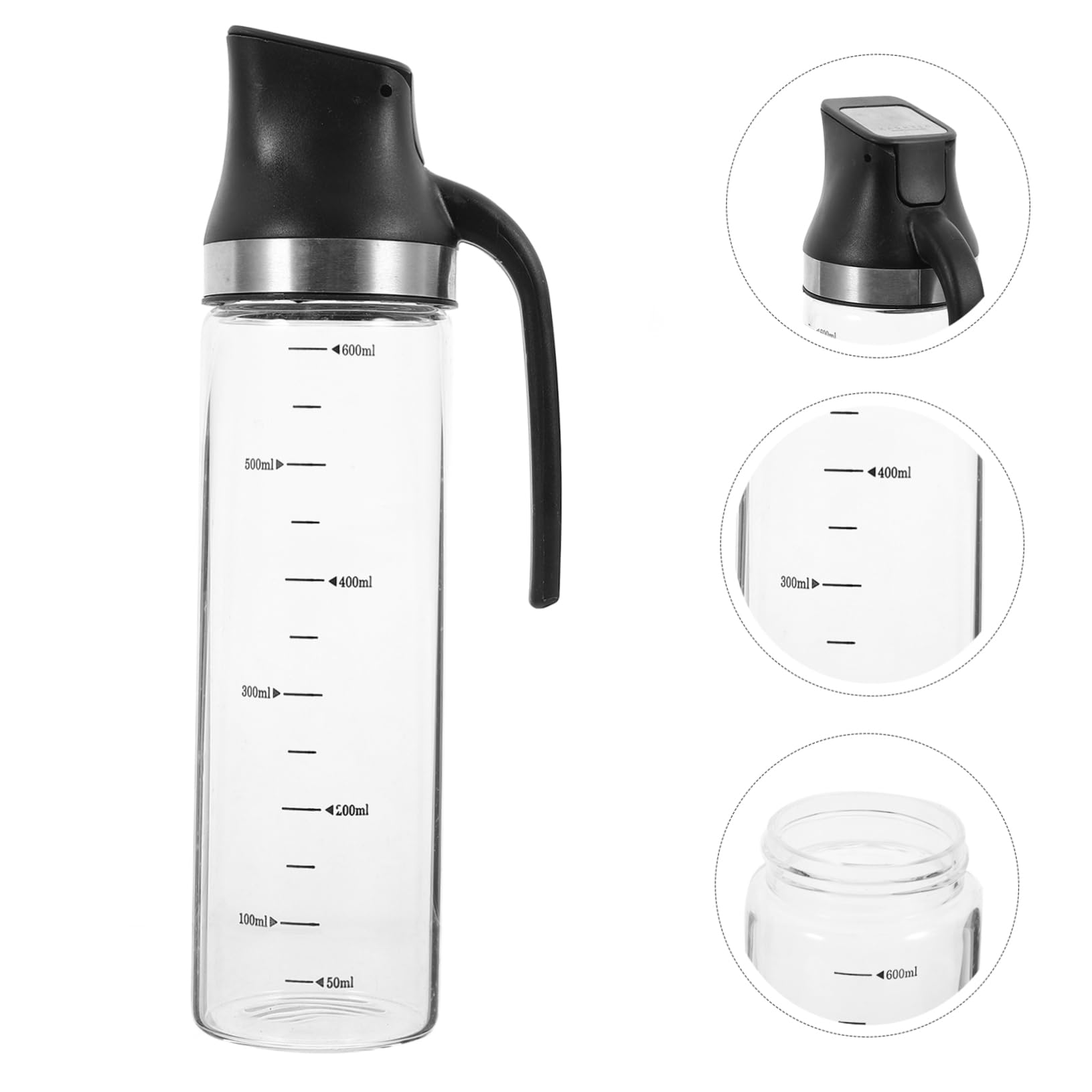 Dispensador de Aceite con Escala, Botella de Vidrio Negra Automática