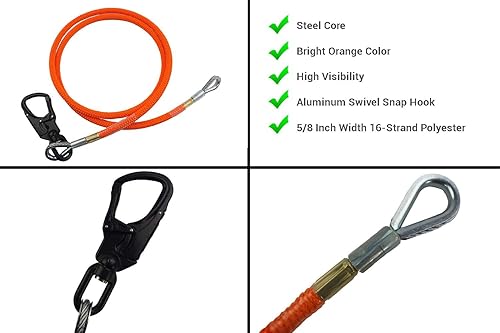 Miniatura 9 de Cordón de escalada con núcleo de acero de alambre - 12 pulgada x 8 pies  Cordón de motosierra, equipo de arborista para escalada y uso con picos y