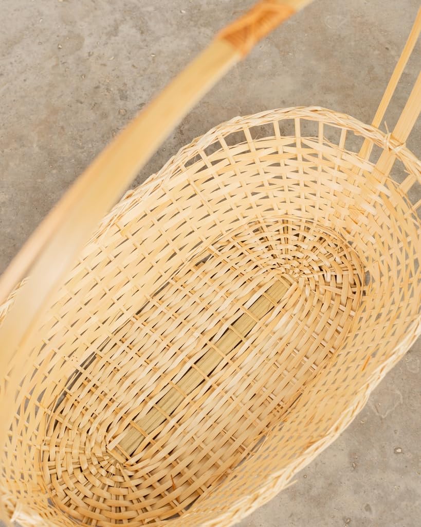 Cesta Navideña Vacía de Bambú 57cm para Detalles de Navidad