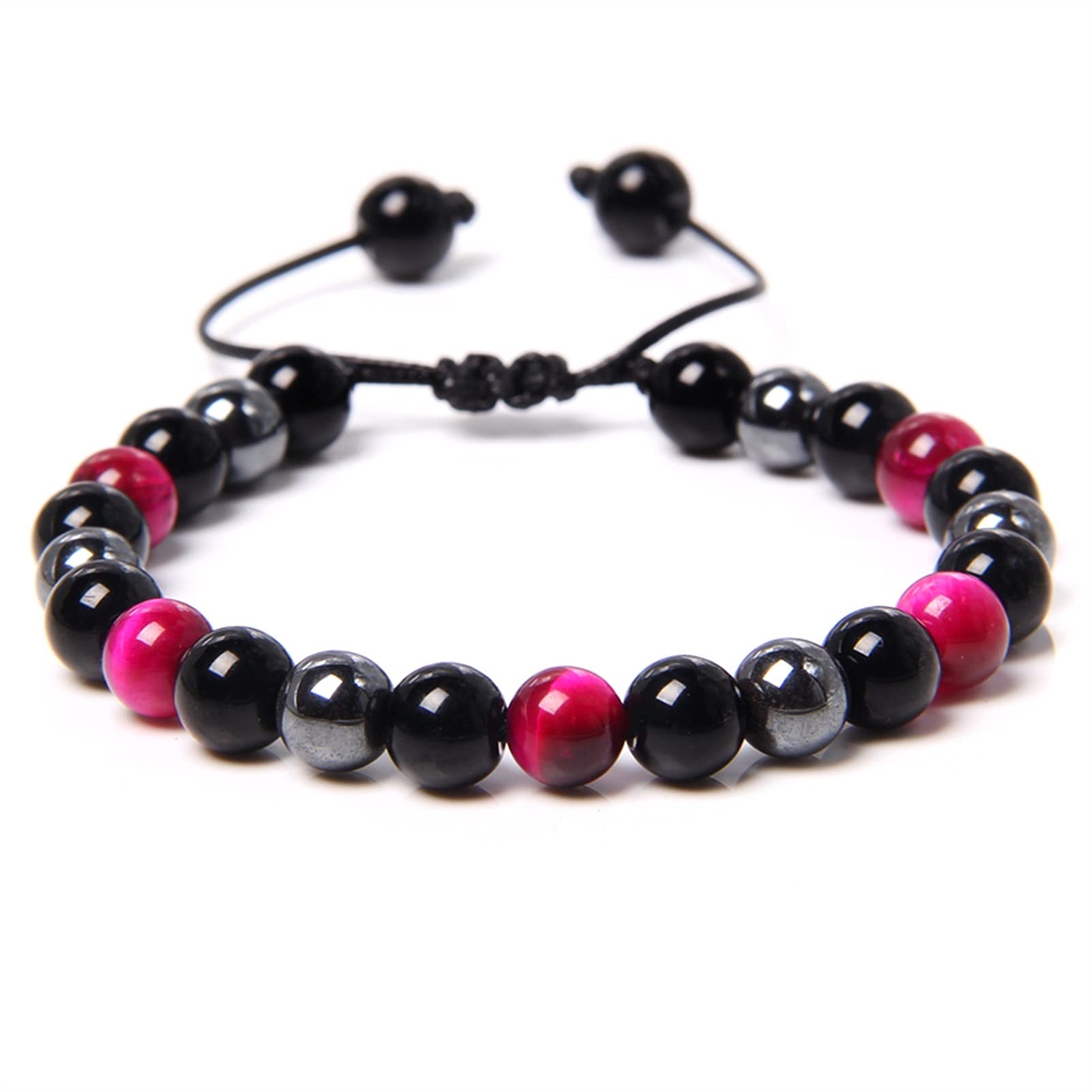 Naturstein-Armband, Vintage-Geflecht-Armbänder, Paare, natürliches Chakra-Tigerauge-Armband, Herren, verstellbar, gewebt, schwarzer Onyx-Stein, Perlen, Schmuck, Armband, Schmuck