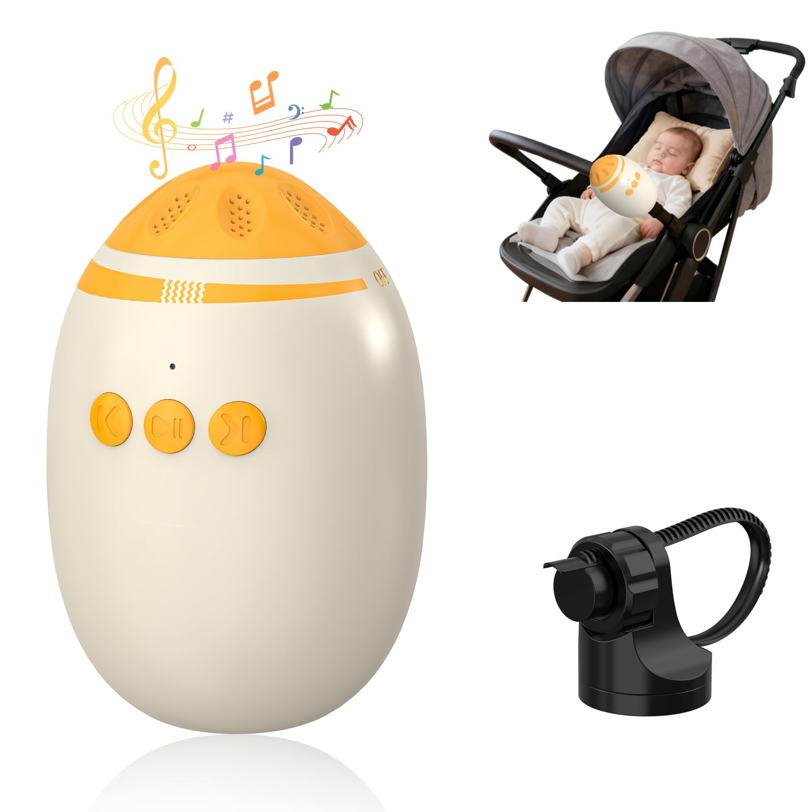 Kinderwagenschaukler, Einschlafhilfe Kinderwagen Schaukler, Ultraleise Schlafhilfe für Baby mit 30/60/90 Min Timer, 3 Einstellbare Schaukelintensitäten Kinderwagen Rüttler für Kinderwagen (WhiteWhite)