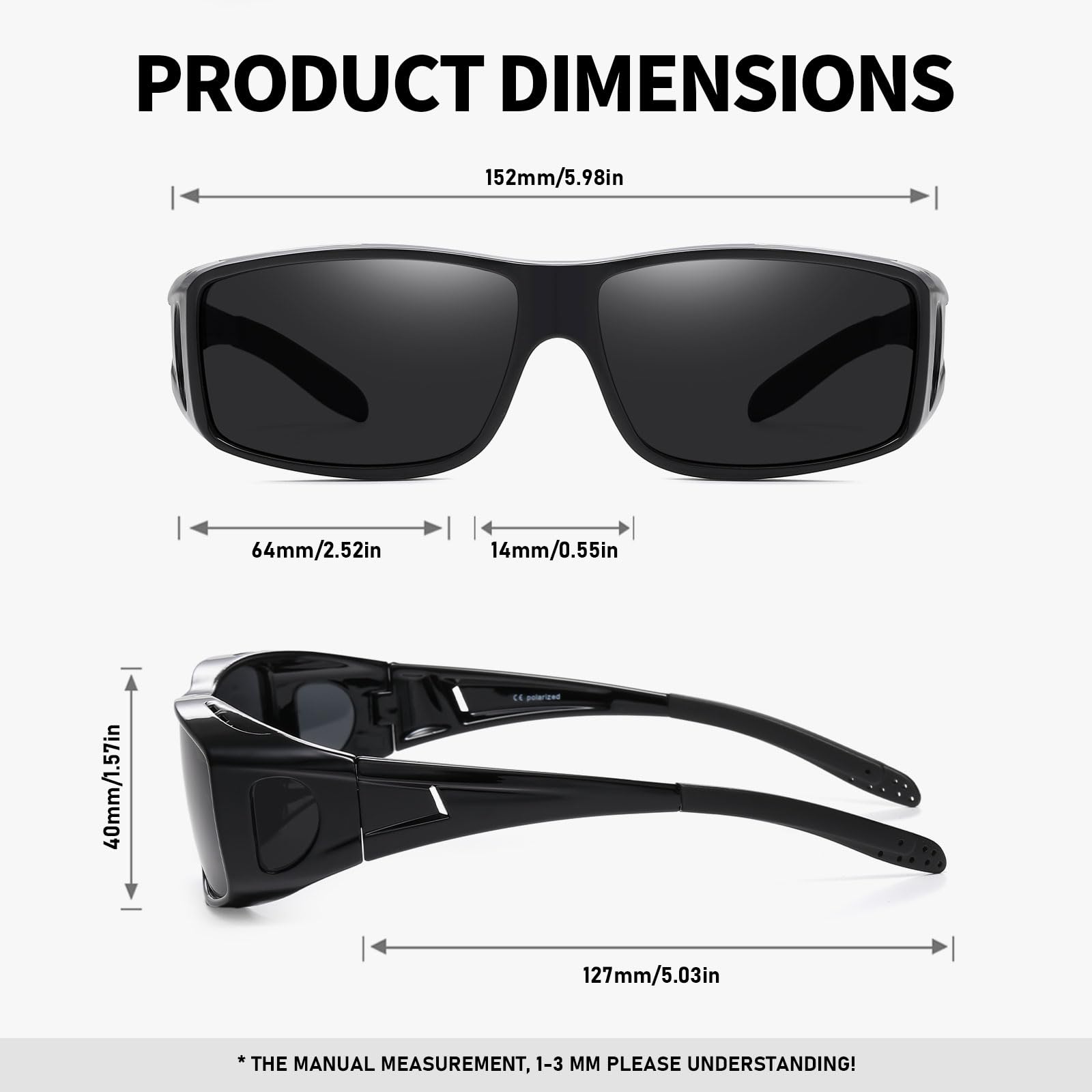 Wzerry Sunglasses Polarized UV Protection, okulary damskie, ramka czarny błyszczący/szare soczewki