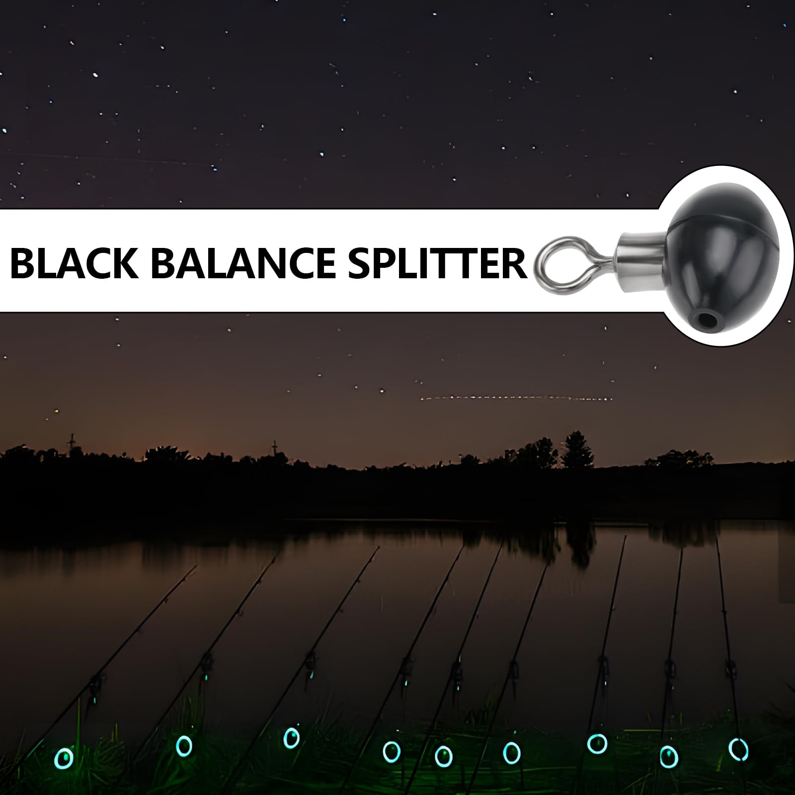 ECSiNG 50 Pieces 12x16mm Fishing Rolling Swivel Slider Bead Fishing Pulley Beads Fishing Tackle Zip SlidersFishing Tackle Running Slider Bead Swivel Connector, Black