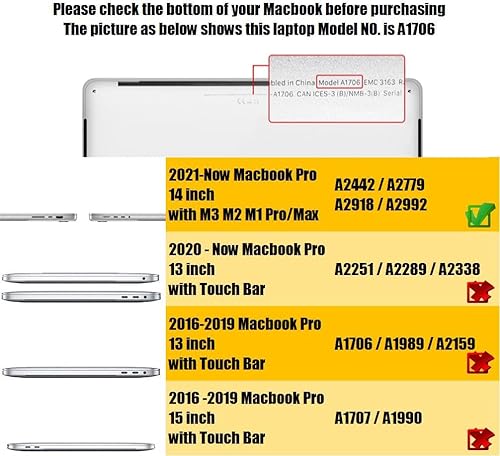 Miniatura 2 de Se7enline Funda compatible con MacBook de 14 pulgadas A2442A2779A2918A2992 para MacBook M3 M2 M1 ProMax 2021202220232024 de 14 pulgadas para MacBook