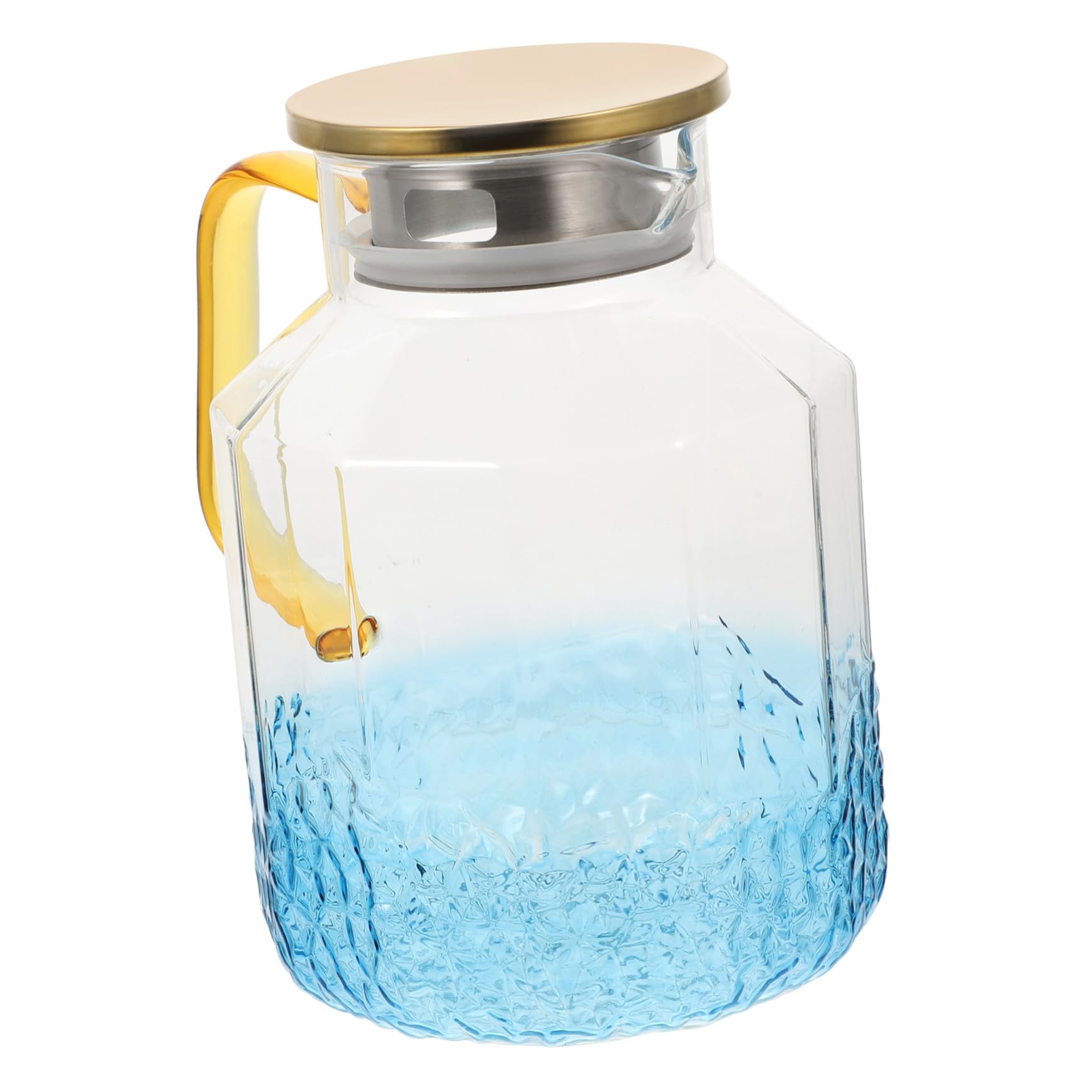 Wasserspender aus Glas Praktischer Küchendispenser Glaskrug mit Deckel und Ausguss Transparenter Wasserkrug für Kühlschrank Großer Getränkekrug Zufällige Farbe