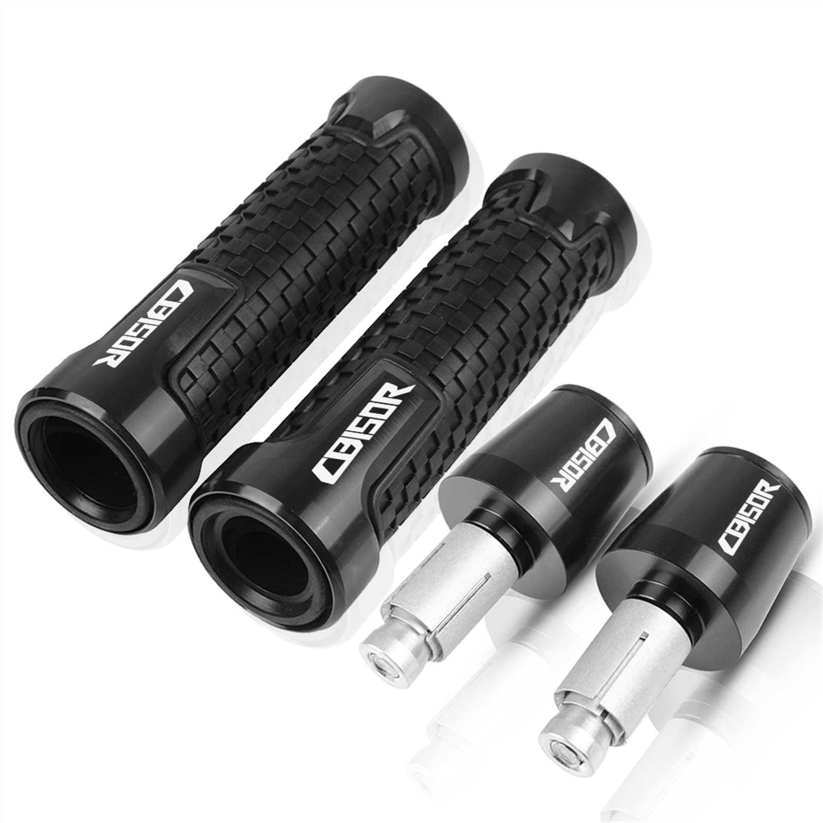 Contrapesos Manillar Moto para CB150R 2017 2018 2019 2020 7/8 "22mm Empuñaduras de Manillar Goma Antideslizante Manillar Moto Grip CNC Aluminio(Black,A+B)