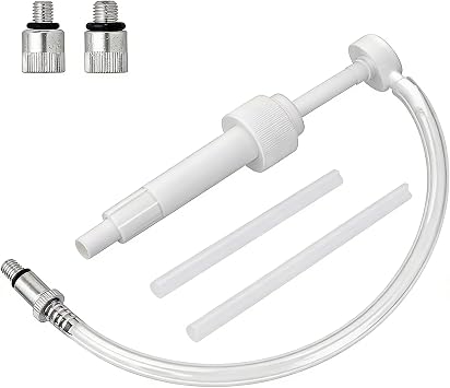 Lower Unit Gear Oil Pump for Standard Quart Bottles, Plastic Oil Pump with 3/8" Aluminum Swivel and 8mm 10mm Adapters, Suitable for Most Mercury and Mariner Outboards Units
