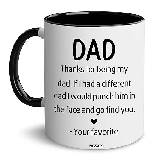 BSQUIELE Dad Mug, Gifts for Dad Coffee Mug Christmas Gifts Dad Mugs Funny Dad Gifts from Daughter Son, Happy Birthday Gifts for Dad, Thanks For Being My Dad Funny Coffee Mug