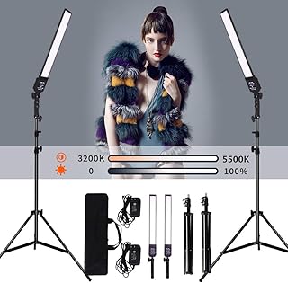 GIJUANRING 2 Packs LED Photography Light Dimmable Bi-Color Video Studio Lighting Camera Light Kit with Tripod Stand Bag for Portrait, Product Photography, YouTube Video Recording, 3200-5500K,CRI 96+ …