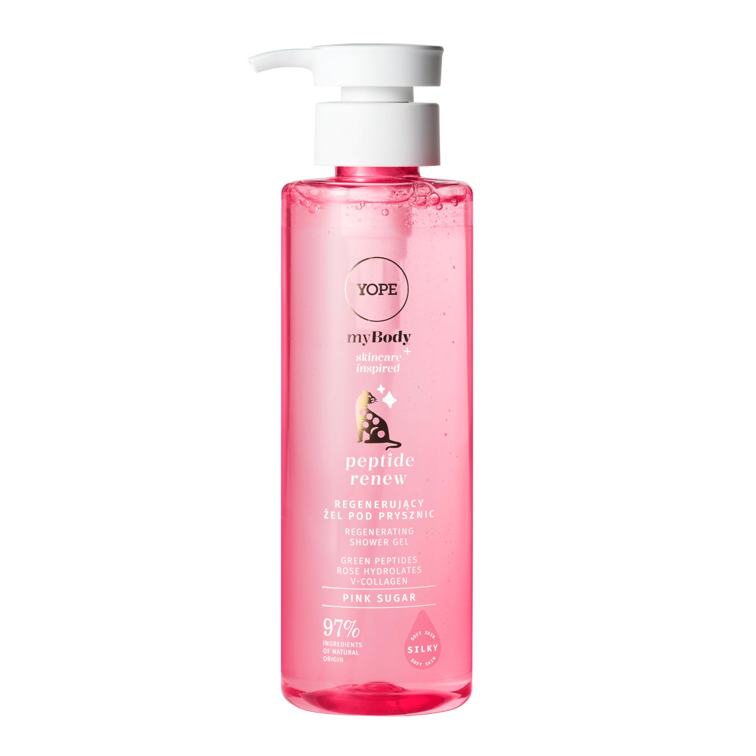 YOPE REGENERATING SHOWER GEL WITH PEPTIDES | REGENERATING AND MOISTURIZING | 97% INGREDIENTS OF NATURAL ORIGIN | VEGAN | SCENT PINEAPPLE, PEACH, LEMON | 300ml