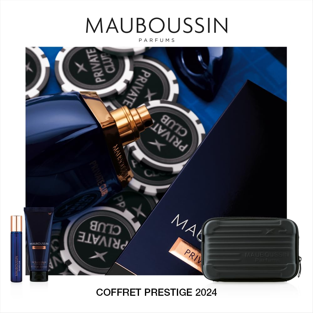 Mauboussin - Coffret Prestige Private Club : Eau de Parfum 100ml, Gel Douche 75ml, Travel Spray 20ml & Sac Bandoulière