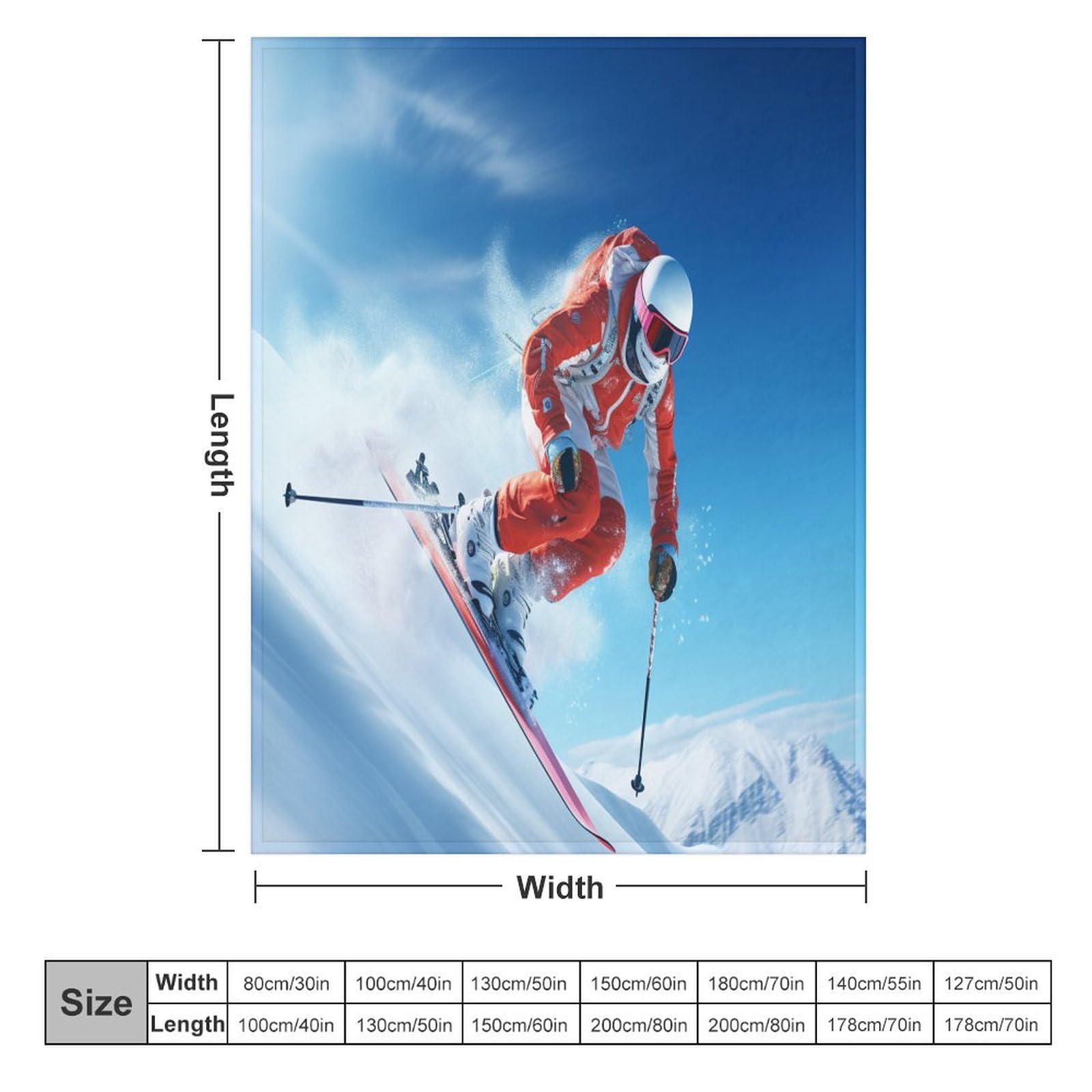 Ski en Montagne enneigé Couverture Polaire en Flanelle Flannel, Couvertures Lit en Peut Être Utilisée comme Draps De Lit, Housse De Canapé 150×200cm