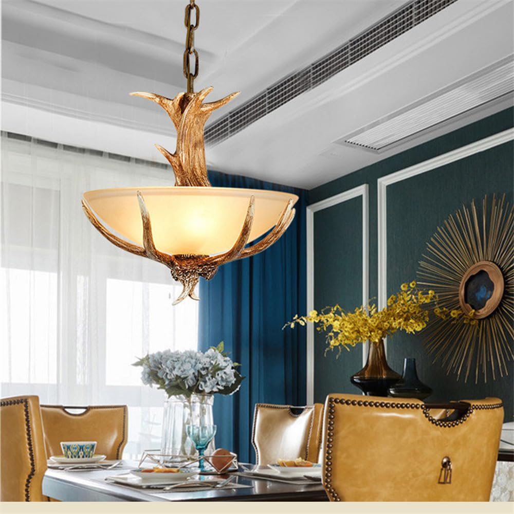 SXECAEPS Modern creative chandelier American Retro Personality Creative Living Room Restaurant Bedroom Clothing Store Cafe Bar Log Cabin Pendant Light (E D42CM)