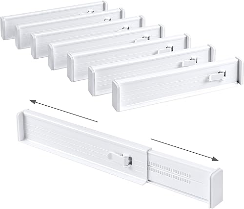 Easortm Divisores de cajones de 6 unidades, divisores de cajones ajustables para ropa de 4 pulgadas, divisores de cajones expandibles de 11 a 17