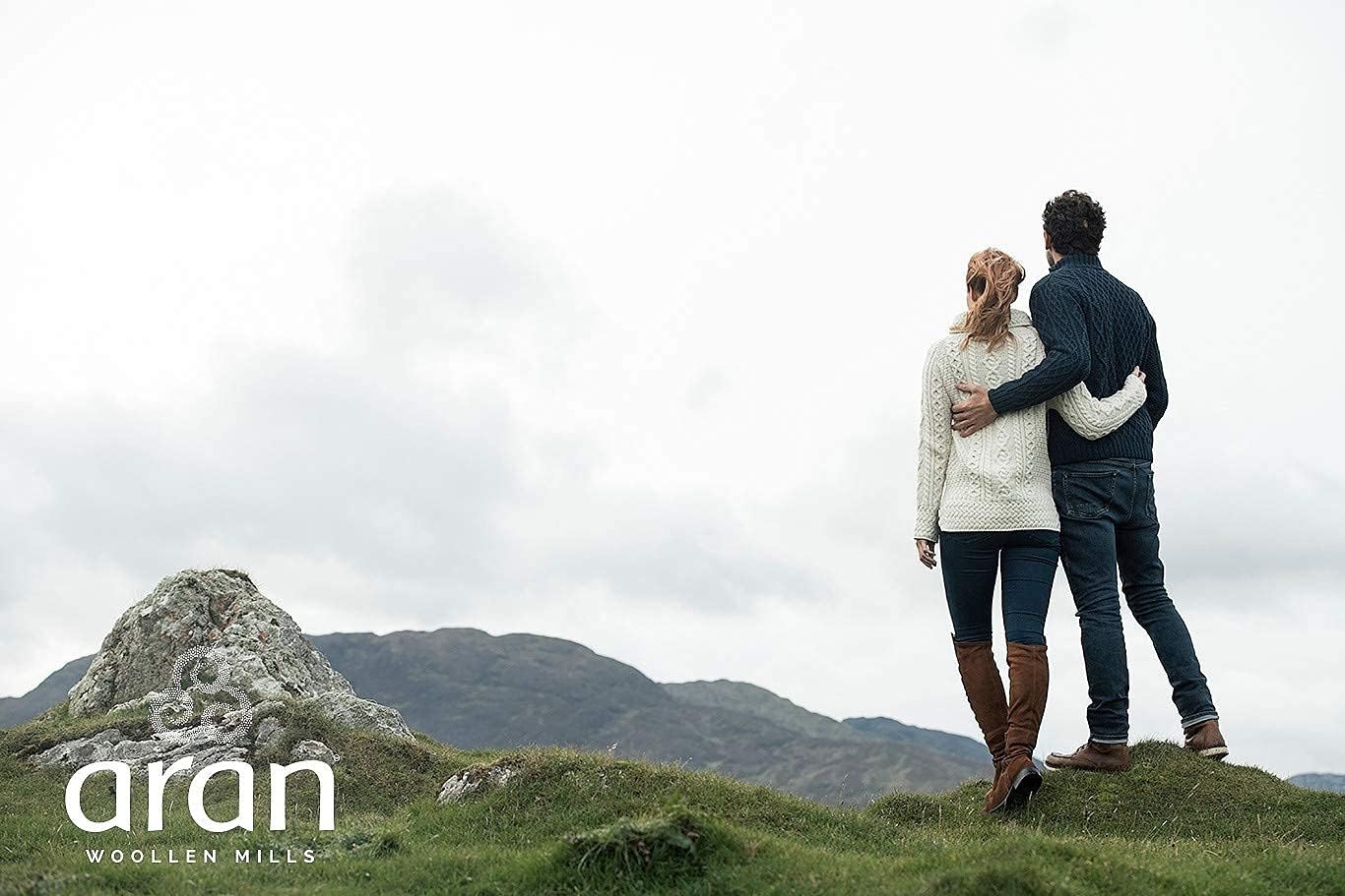 Aran Woollen Mills Men's Irish Knit Sweater with Button Collar