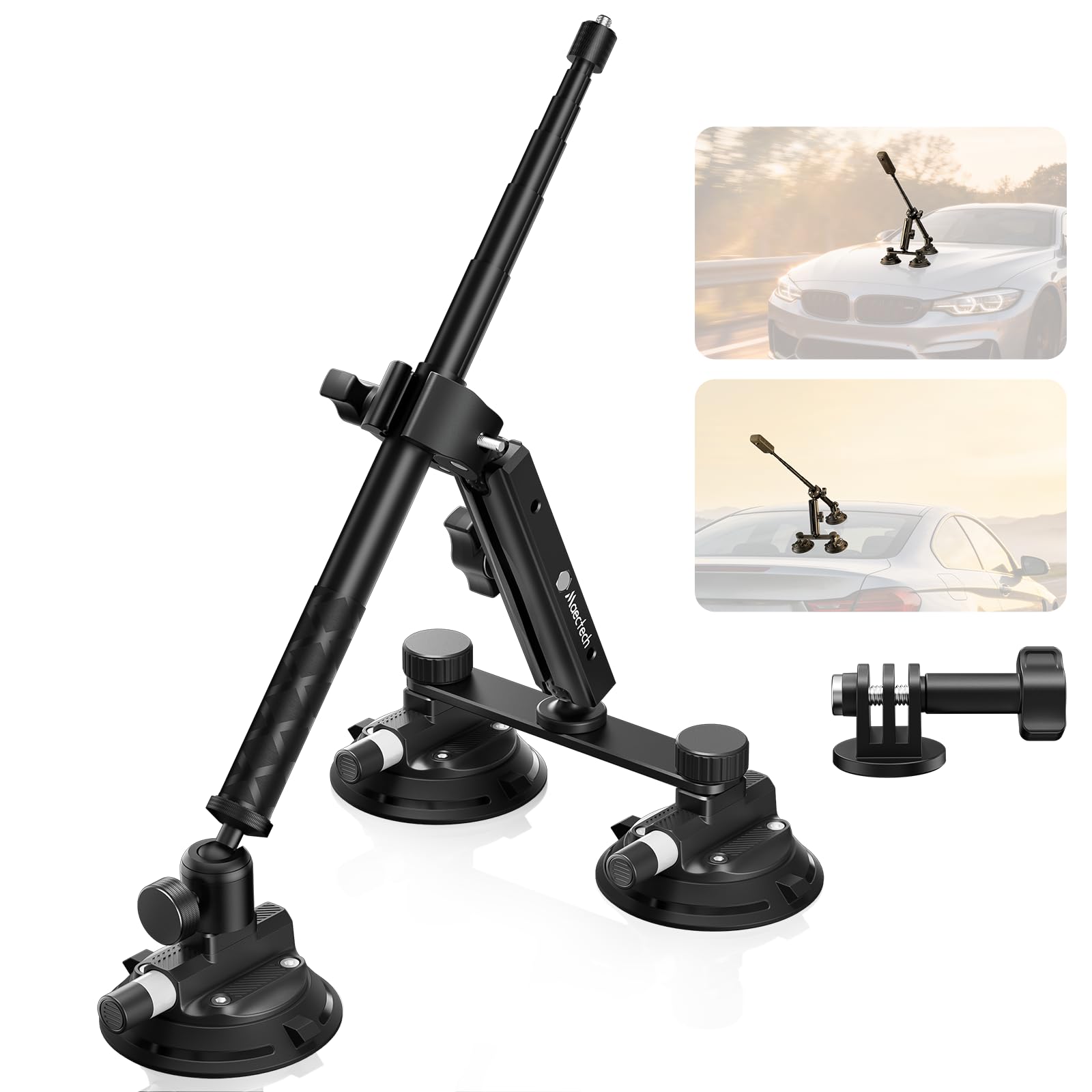 Triple Suction Cup 360 Camera Car Mount for Insta360 X5