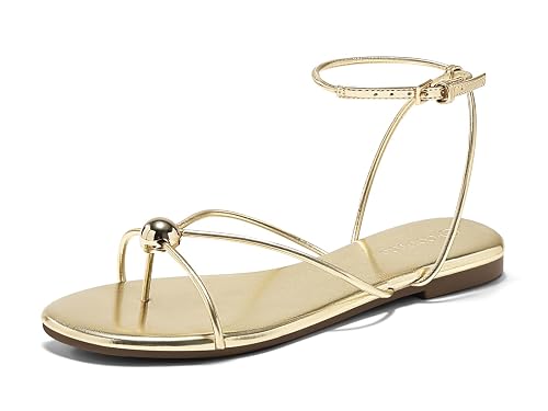 Coutgo Womens Strappy Flat Sandals Open Toe Flip Flops Sandals Ankle Strap Summer Beach Shoes