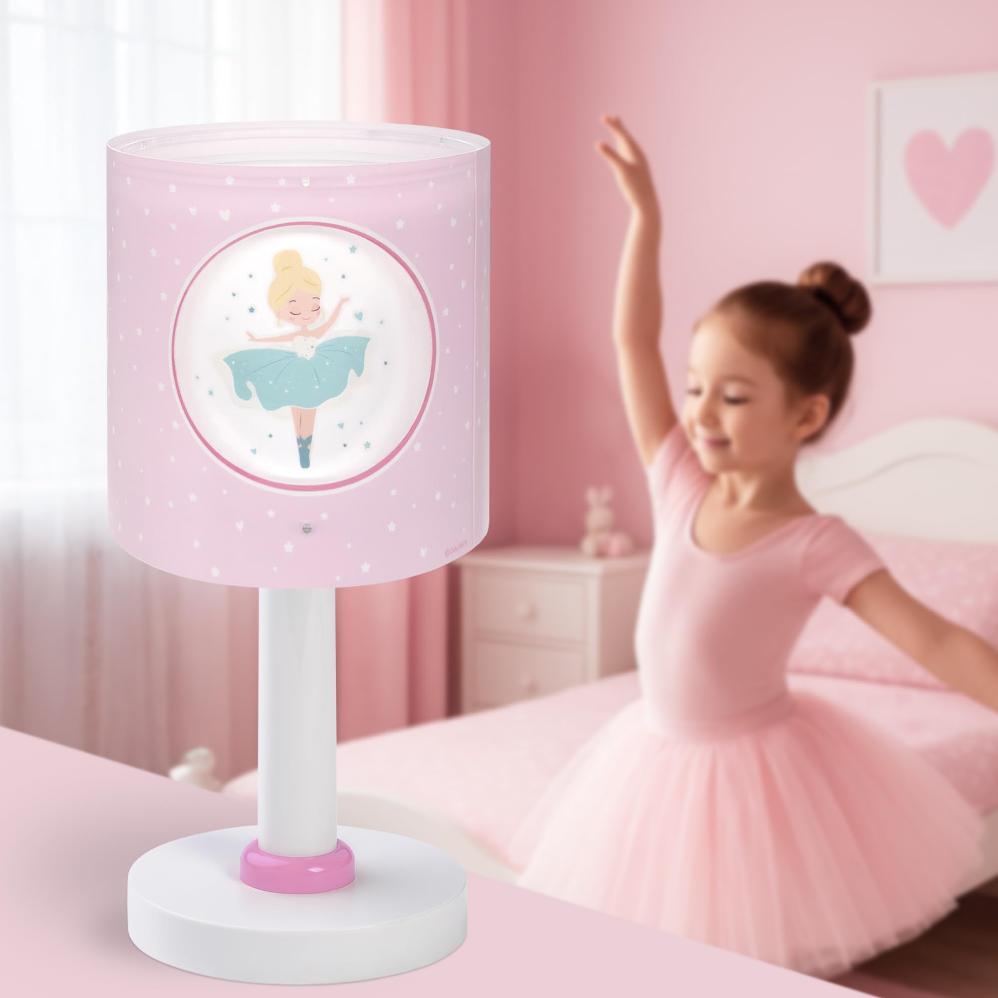 Dalber Luz Quitamiedos Infantil Bailarinas Rosa 60911 G4 | Lámpara infantil de mesa o mesita; Princess Dance; G4 4W LED - Bombilla incluida; Luz Quitamiedos