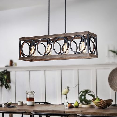 Miniatura 2 de XINGQI Lámpara de isla de cocina negra, candelabro rectangular lineal, lámpara de techo colgante para bar, oficina, cafetería, 4 luces de grano de