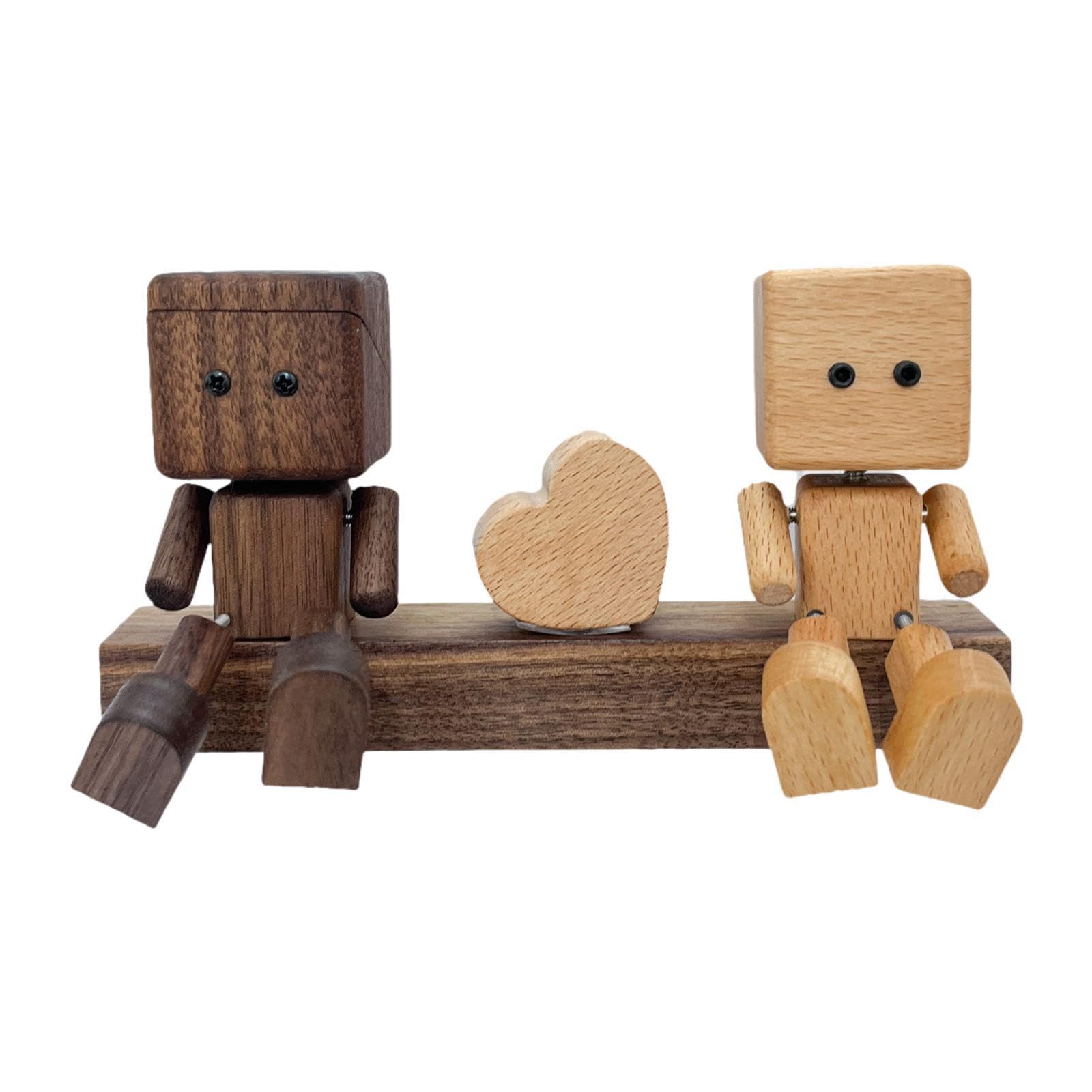 Figurine en bois pour tableau de bord artisanale au design de couple