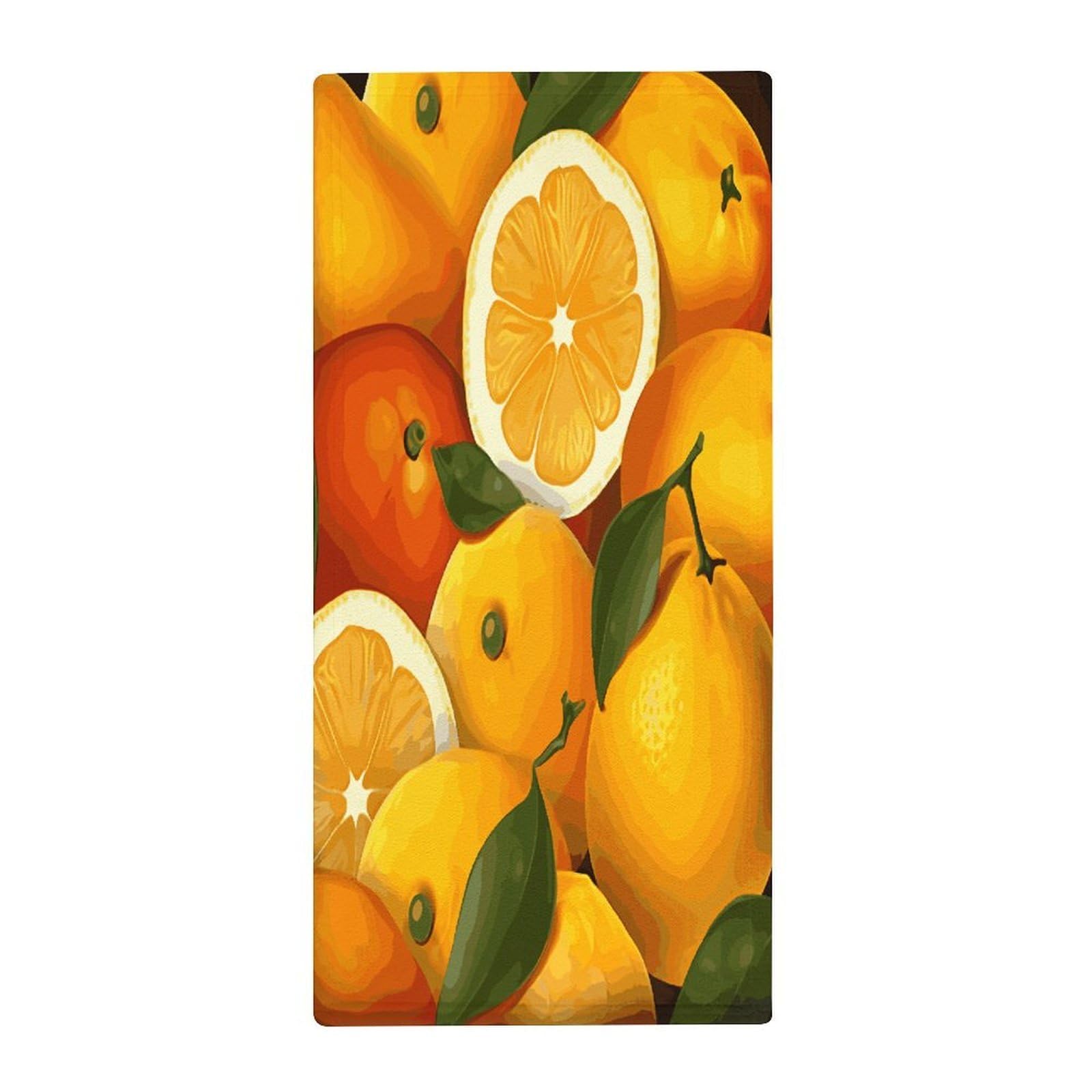 MUSM Premium Hand Towels for Bathroom Ultra Soft Printed Towels Coral Velvet Kitchen Hand Oranges and Lemons Towel Highly Absorbent Hotel Spa Towel Collection 13.8 X 28.7 in