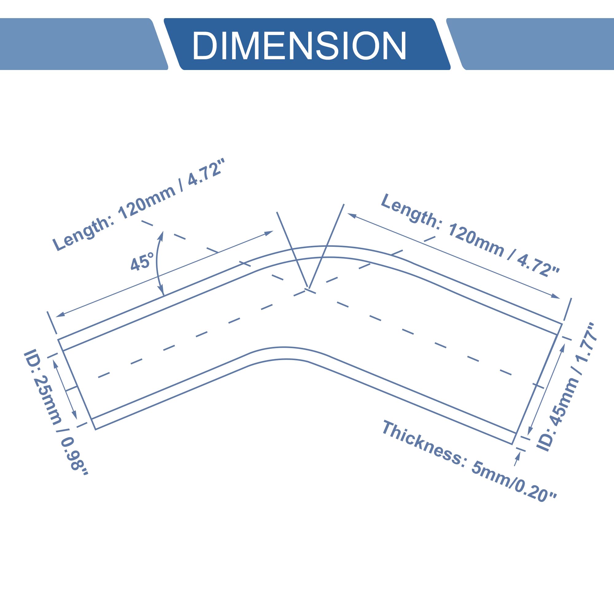 Tuyau De Refroidissement Silicone Bleu 90 Degrés X AUTOHAUX - 25mm ID, 120mm Longueur