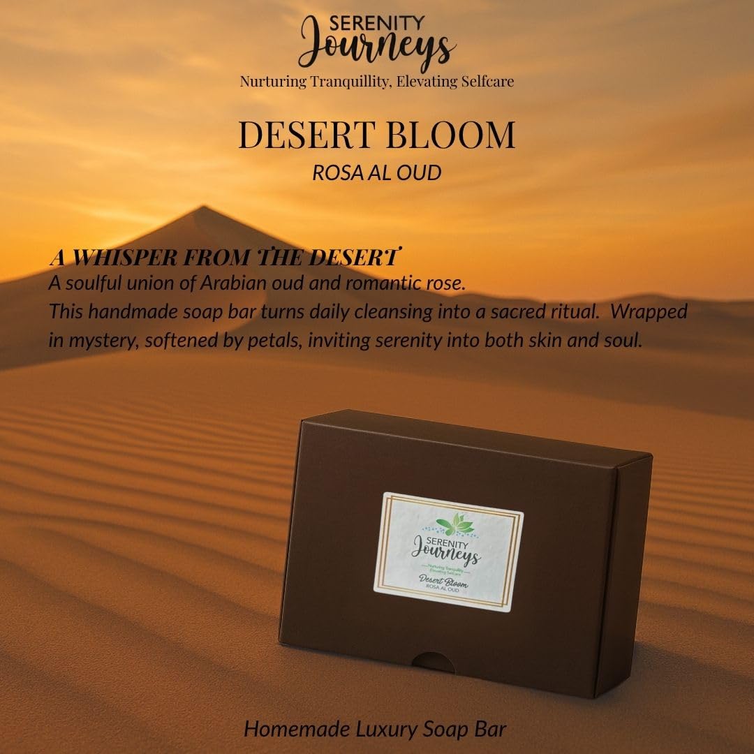 Serenity Journeys Desert Bloom Rosa Al Oud - Handmade Luxury Natural Soap Bar, Multicolour, 120 g (Pack of 1) - Image 2