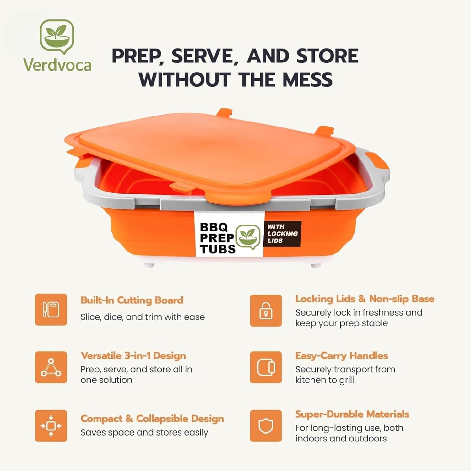 Kitchen BBQ Tools, 2 Pcs 30L Collapsible BBQ Prep Tub Set