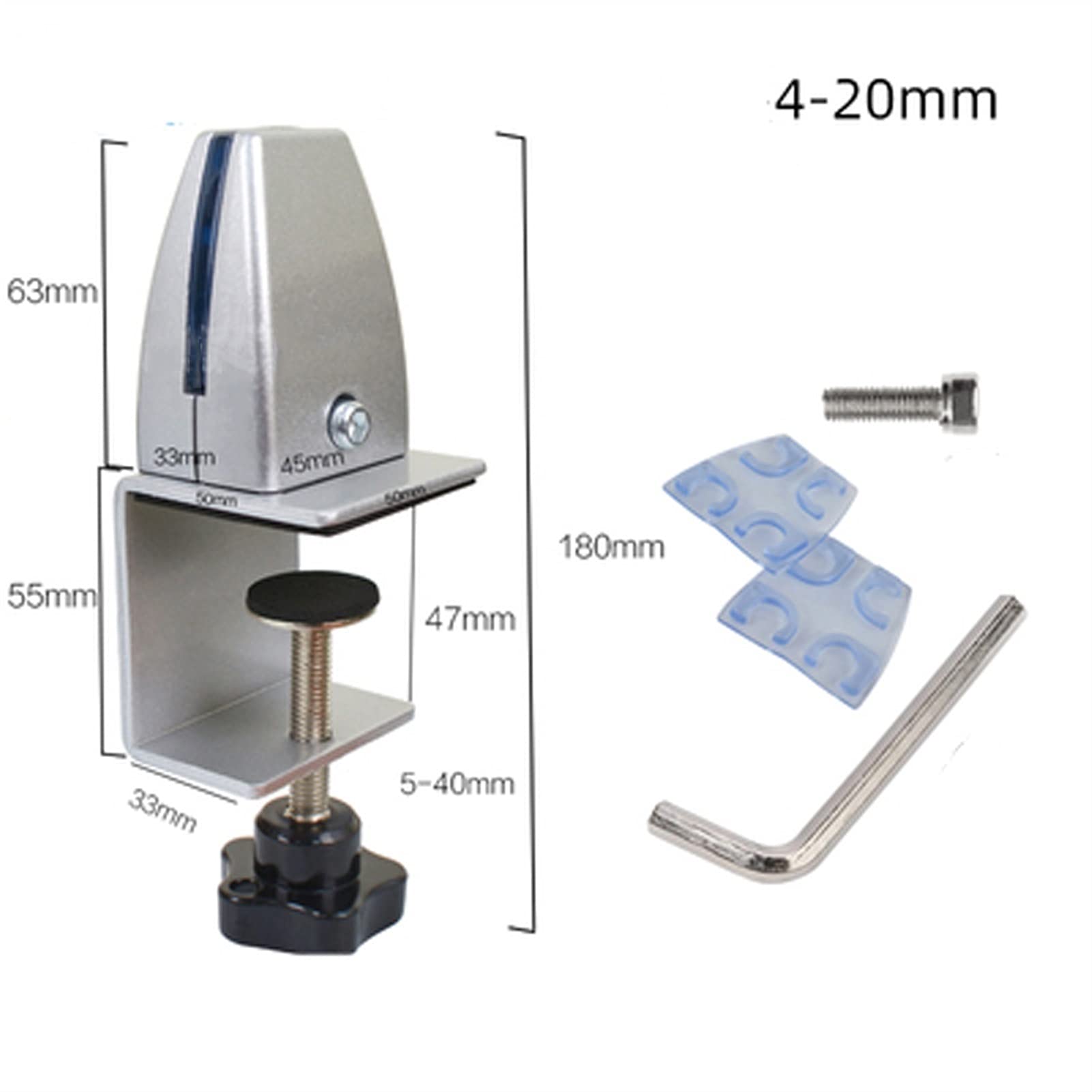 Wspornik przegrody, Wspornik do przegród, Zacisk szklanych biurkowych ekranu ekranowych ze stopu aluminium(White,4PCS)