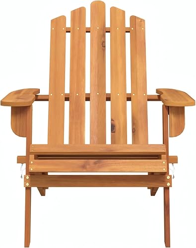 Miniatura 4 de Penau Adirondack Outdoor Chair, Solid Acacia Wood Foldable Patio Seat, Oiled Finish for Outdoor Use, Brown Standard, 33.1 x 29.5 x 35.4 Inchs, 18.96