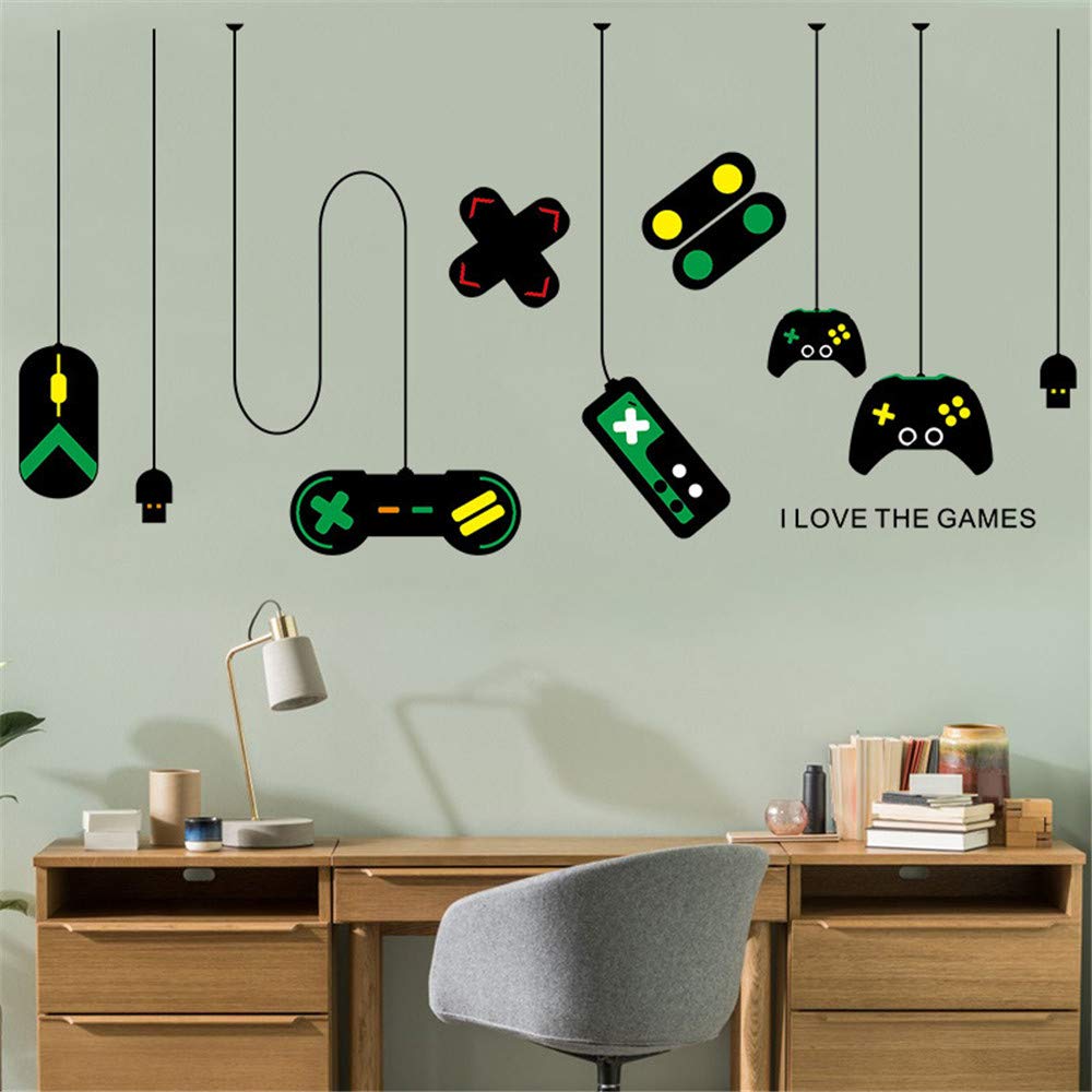 Naklejki ścienne na kontroler gier, 2 sztuki "Gamer Eat Sleep Game", "zrób to sam" naklejka na ścianę do pokoju męskiego i pokoju zabaw, odklejana, spersonalizowana dekoracja do gier (4)