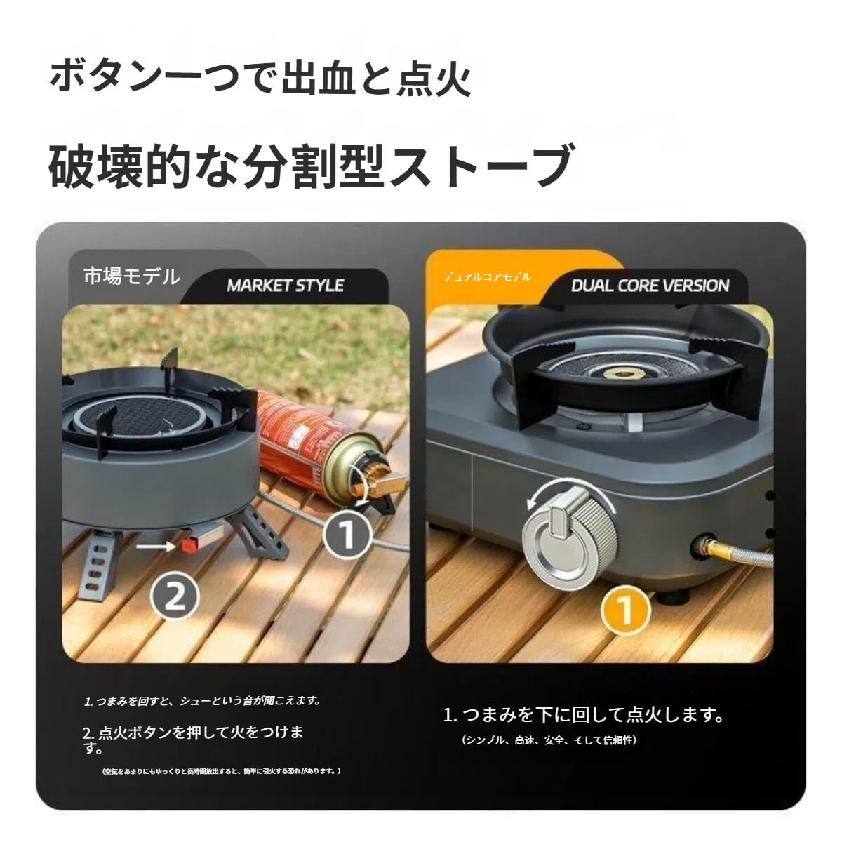 Amazon | アウトドア防風煮茶コンロ 直噴分離式カセットコンロ ガス