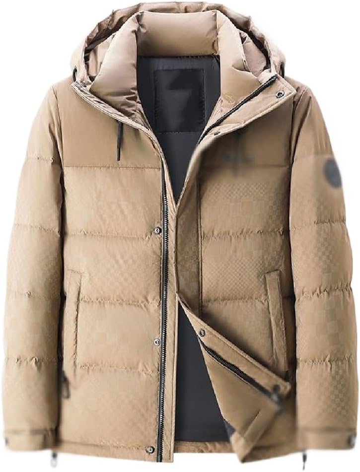 VIDI Men's Hooded Down Jacket Winter Thickened Duck Warm Bread Clothing