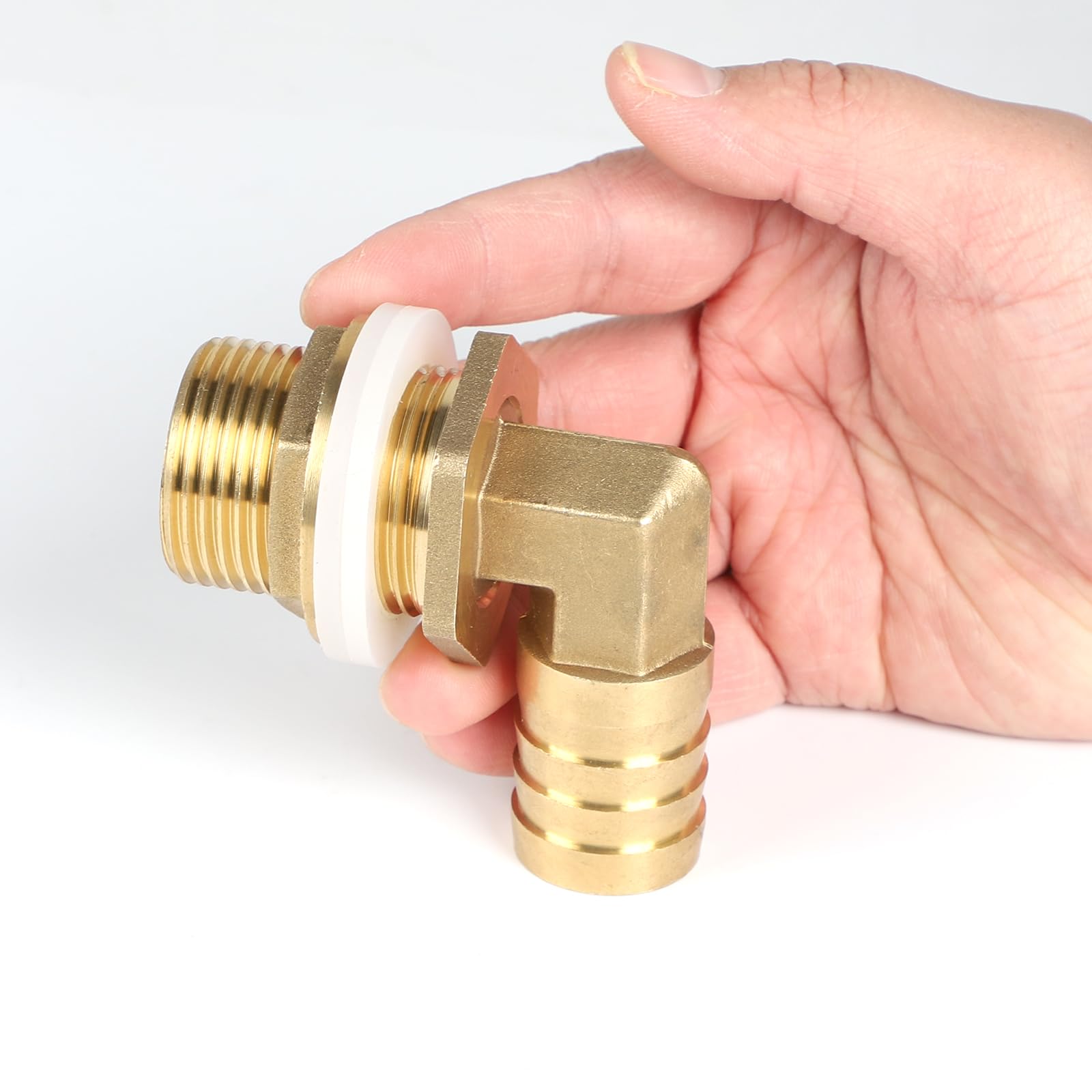 SWAWIS 2 stuks regentondoorvoer, tankdoorvoer, messing 3/4 inch IG 1 inch AG slangtule, 25 mm, regentonaansluiting met afdichtingen, filter, schroefverbinding, regentondoorvoer voor regentonnen