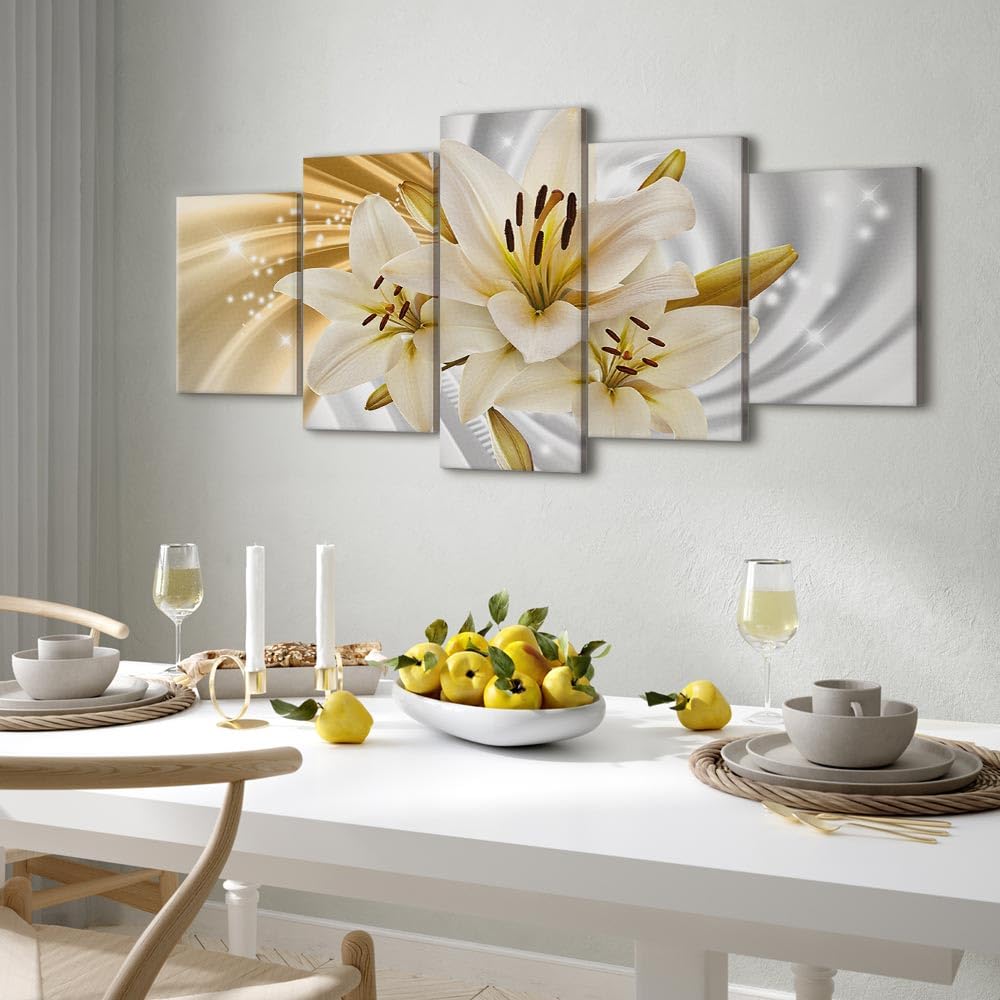 Quadro Buddha Su Tela 5 Pezzi 150x75cm - Decorazione Murale Moderna Per Soggiorno E Ufficio - Foto 3